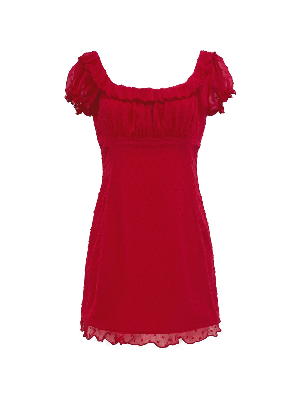 Square Dot Mini Dress RED