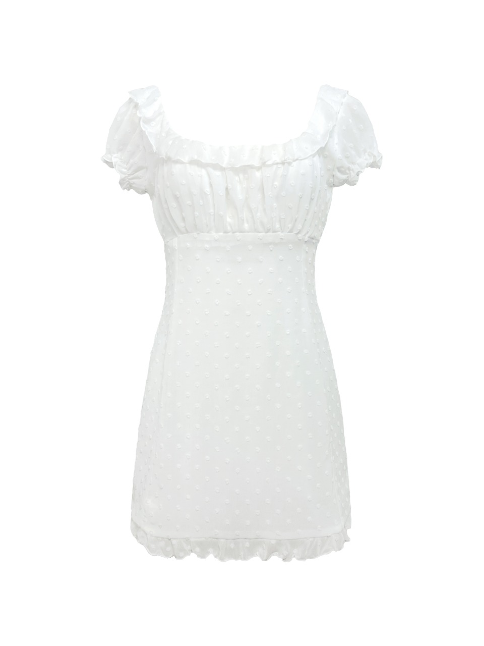 Square Dot Mini Dress WHITE